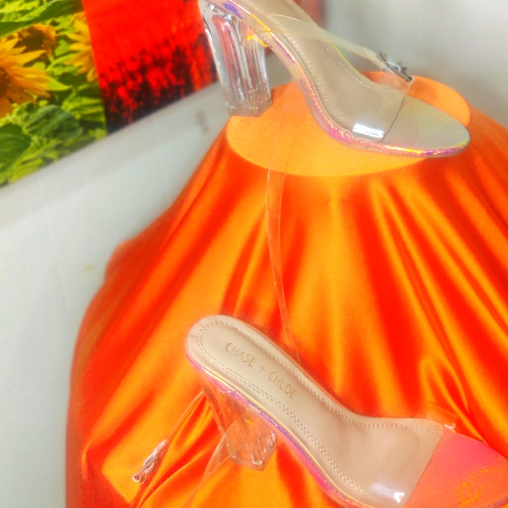 Chase & Chloe clear strap heels
